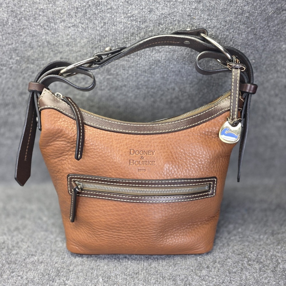DOONEY & BOURKE 1975 Pebbled Leather Hobo Classic Vintage Shoulder Bag Brown